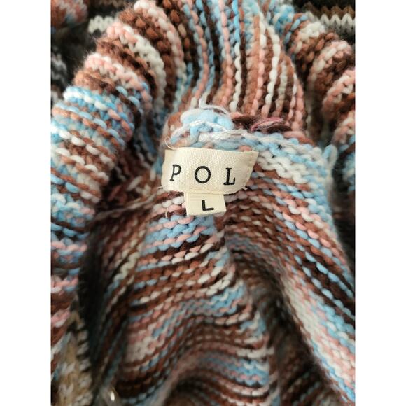 POL Women's Boho Desert Multicolor Belted Sunset Striped Cardigan EUC Large - Picture 5 of 7